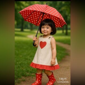 Adorable White and Red Heart Dress for Kids